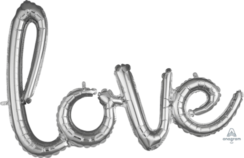 字串組: 銀色書寫體LOVE (78*53CM)(366