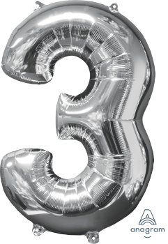 26" 銀色數字: 3 (43*66CM)(31957)