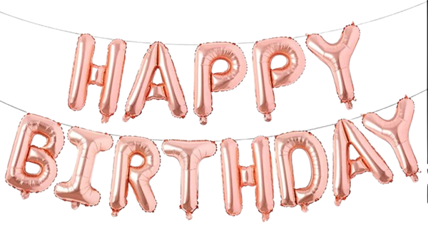[LG01] 16"玫瑰金色字母球：HAPPY BIRT